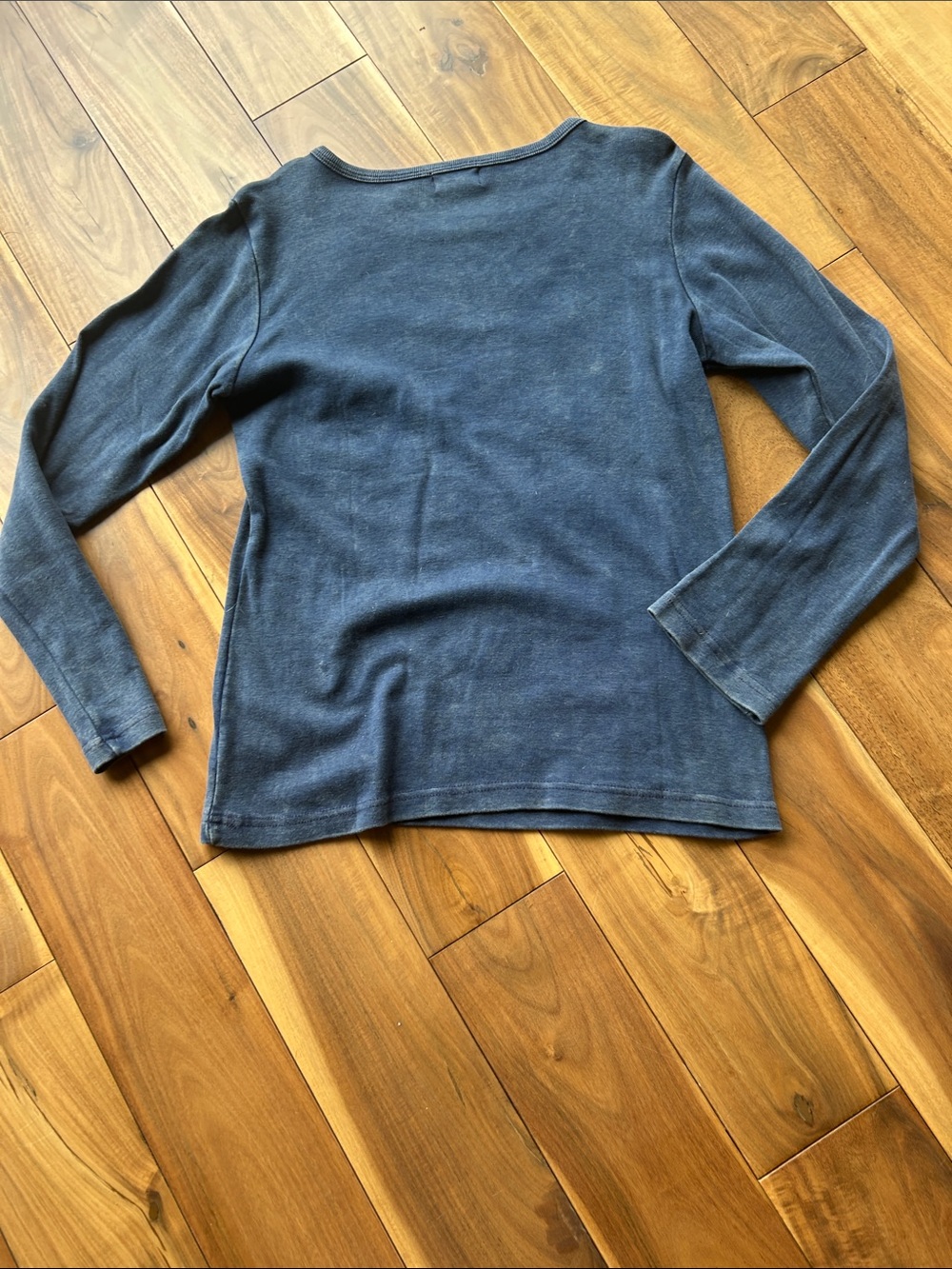 Rising International Navy Long Sleeve Top with rust and green Floral Appliqués - Picture 3 of 3